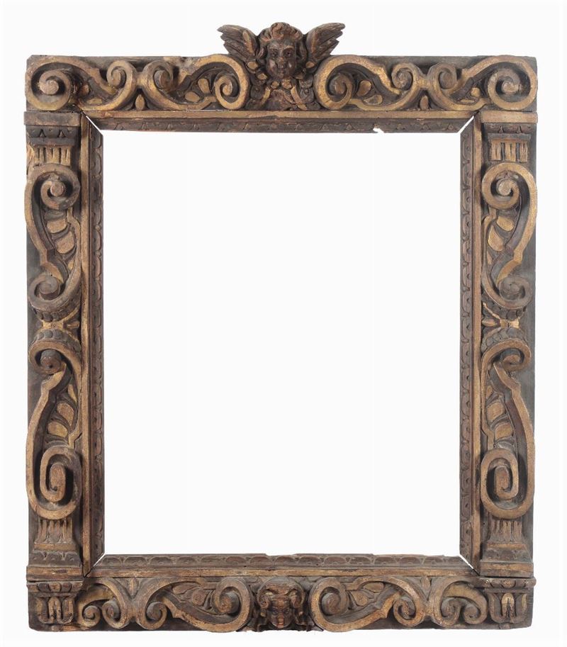 Cornice sansoviniana in legno intagliato e lumeggiato in oro,Veneto fine XVI secolo  - Auction Fine Old Frames - Cambi Casa d'Aste