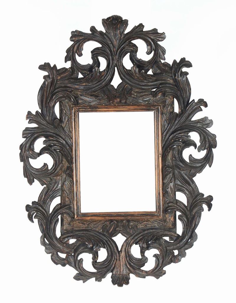 Cornice in legno intagliato a foglie alla Brustolon, Veneto XVII-XVIII secolo  - Auction Fine Old Frames - Cambi Casa d'Aste