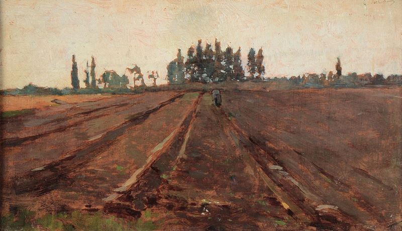 Giuseppe Sacheri (1863 - 1950) Veduta costiera e veduta campestre  - Auction 19th and 20th Century Paintings - Cambi Casa d'Aste