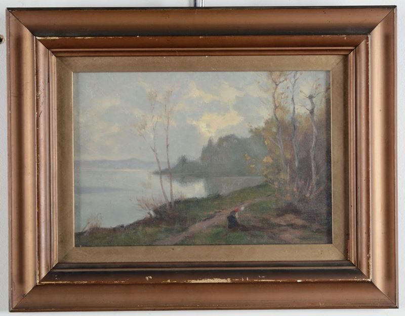 Scuola del XVIII secolo Veduta costiera con rovine  - Asta Dipinti Antichi - Cambi Casa d'Aste