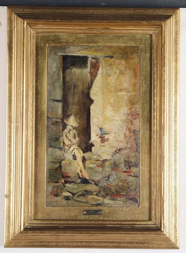 Benedetto Musso (Laigueglia 1835-1883) Ragazzo sull'uscio al sole