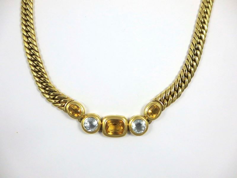 Citrine quartz and blue topaz necklace  - Auction Jewels Timed Auction - Cambi Casa d'Aste