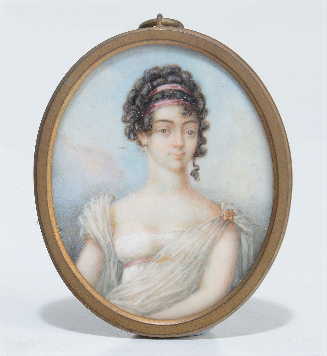Due Miniature su Avorio Raffiguranti Figure Femminili, XIX Secolo