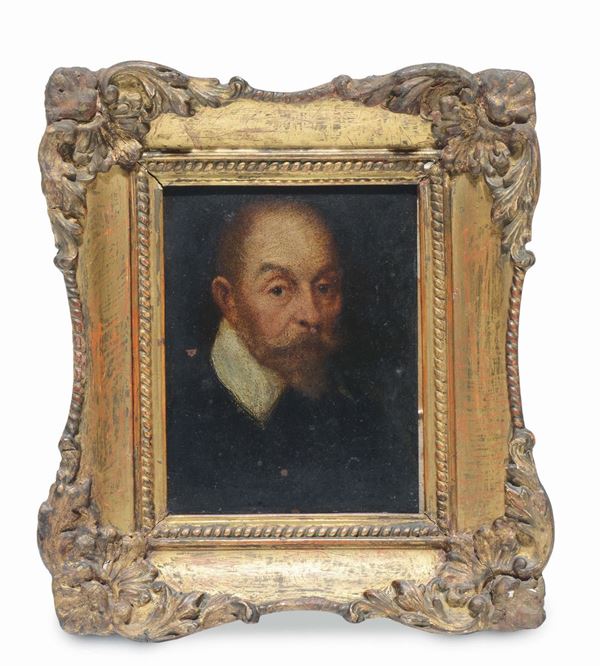 Miniatura su rame raffigurante gentiluomo con barba, XVIII-XIX secolo