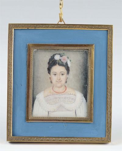 Miniatura su Avorio Raffigurante Ritratto Femminile, XIX Secolo