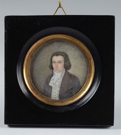 Miniatura su Avorio Raffigurante Gentiluomo, XIX Secolo