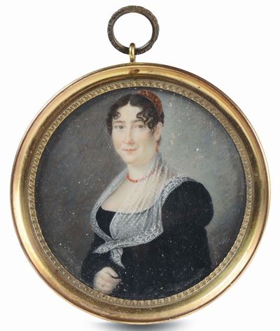 Miniatura su Avorio Raffigurante Figura Femminile, XIX Secolo