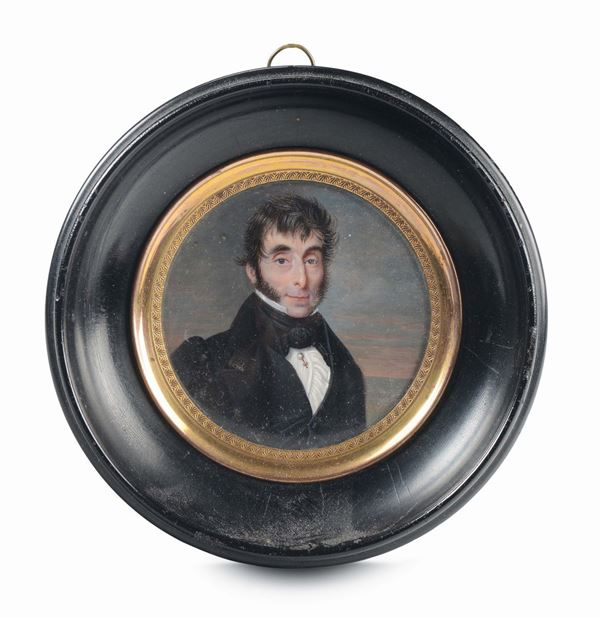 Miniatura su avorio raffigurante nobiluomo, XIX secolo