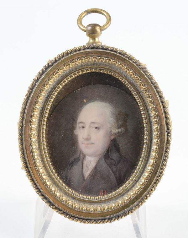 Due miniature su avorio raffiguranti figure femminile e maschile, XIX secolo