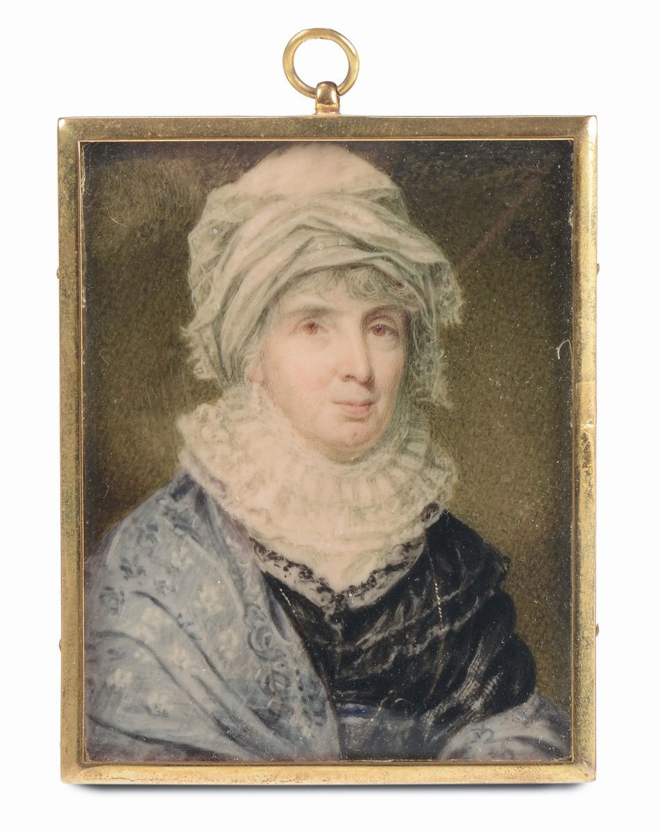 Due Miniature su Avorio Raffiguranti Figure Femminile e Maschile, XIX Secolo