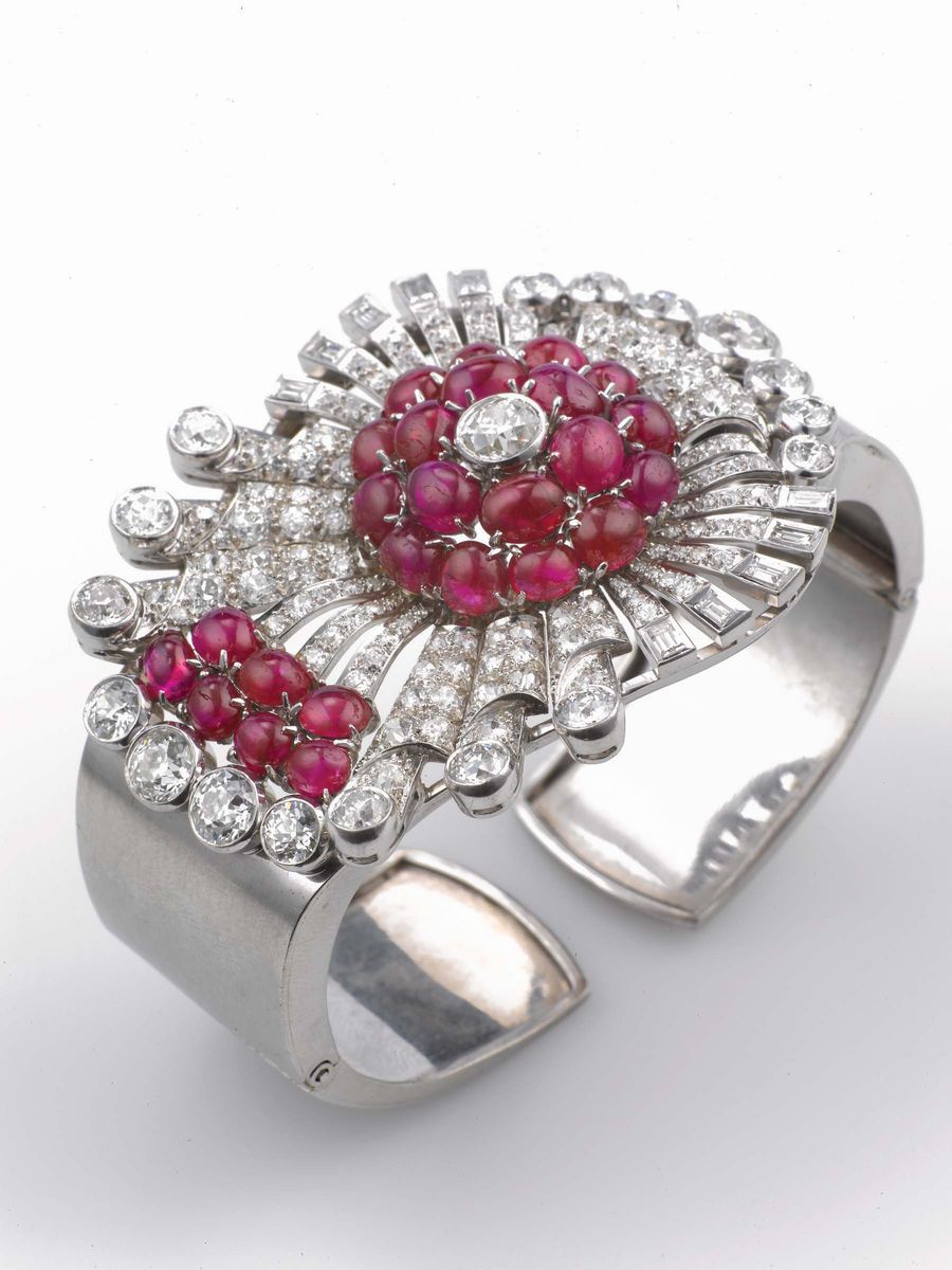 Bracciale Art Deco con Rubini e Diamanti