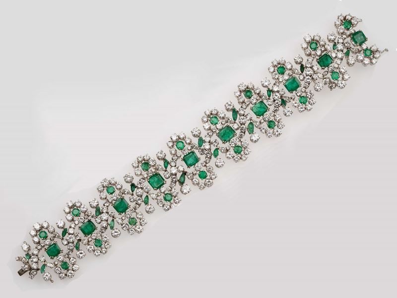 Emerald and diamond bracelet  - Auction Fine Jewels - II - Cambi Casa d'Aste