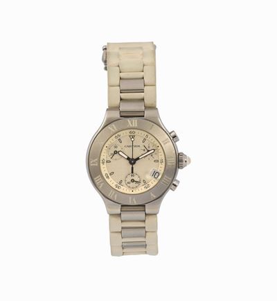 Cartier, Chronoscaph, Ref. 2996, Orologio da Polso, in Acciaio, al Quarzo, Impermeabile, con Puls...