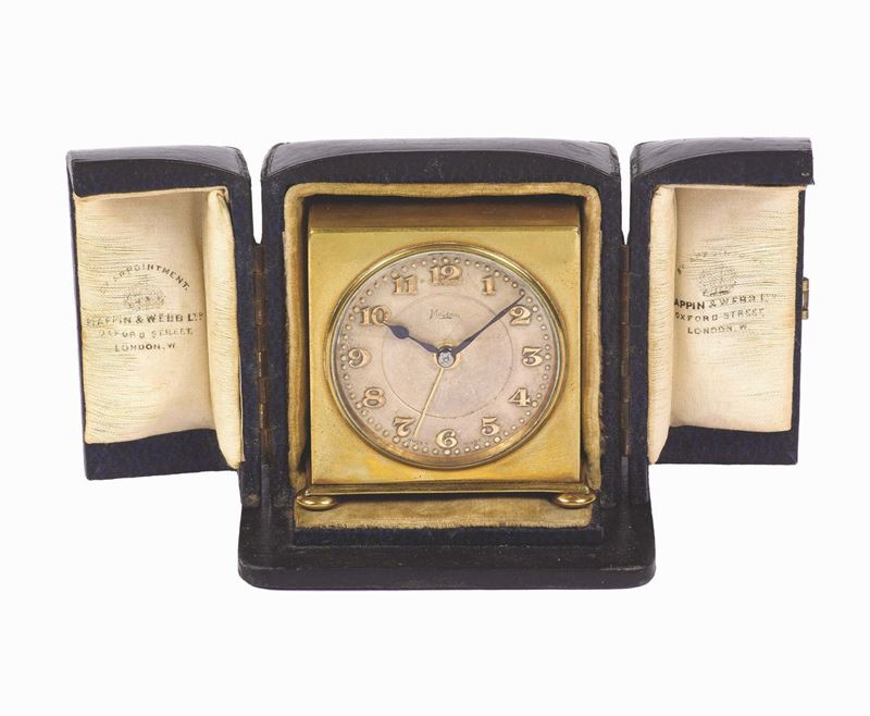 ZENITH, for Mappin & Webb, alarm brass table clock. Made in the 1940's. Accompanied by the original box  - Auction Watches and Pocket Watches - Cambi Casa d'Aste