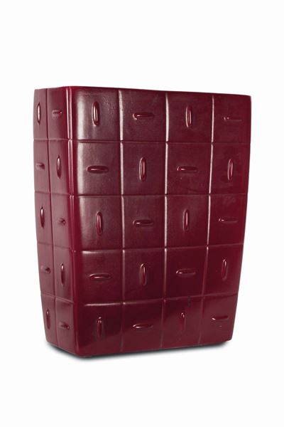 Richard Ginori, San Cristoforo Milano, Vaso porta ombrelli tronco-piramidale in terraglia a colag...