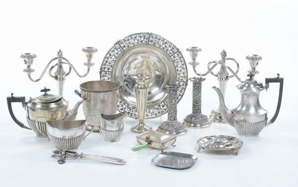 Lotto misto di argento e metallo argentato