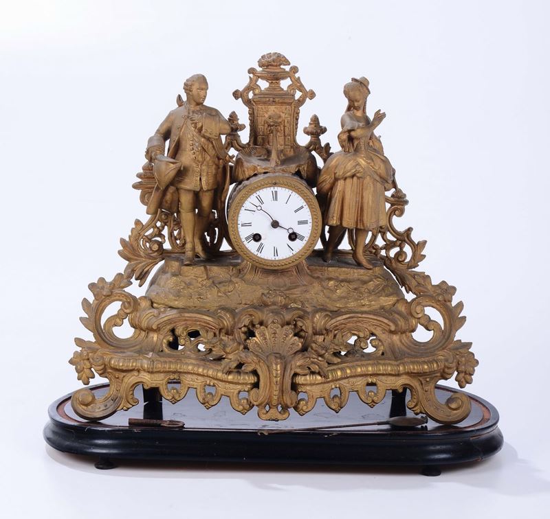 Pendola da tavolo in bronzo dorato, Francia XX secolo  - Asta Asta a Tempo Antiquariato - II - Cambi Casa d'Aste