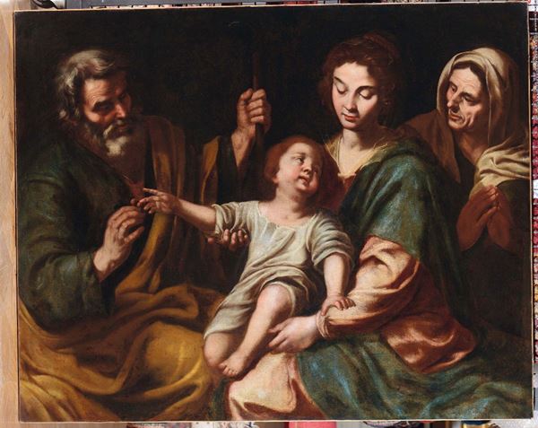 Domenico Fiasella (Sarzana 1589-1669) ambito di Sacra Famiglia con Sant’Anna