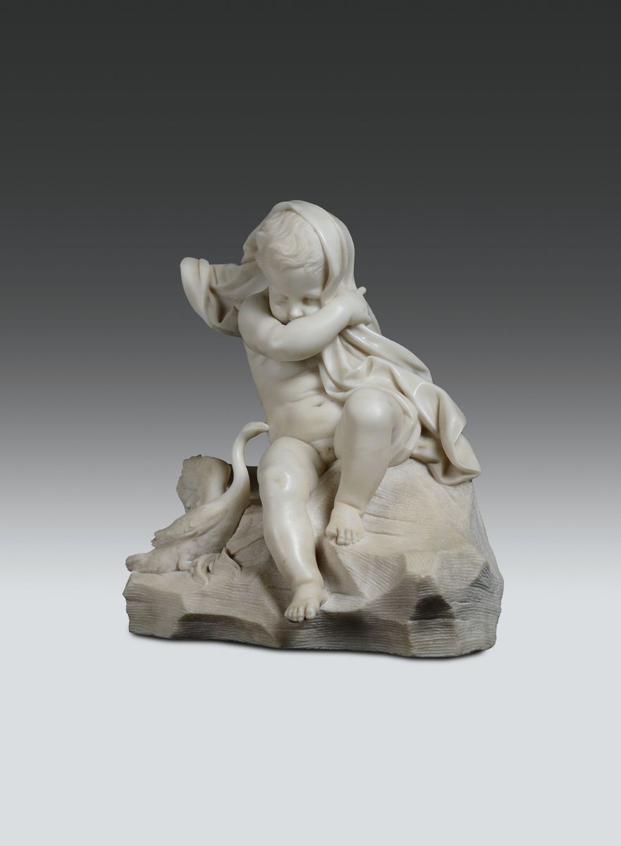 Coppia di Sculture in Marmo Bianco Raffiguranti Allegoria Dell'estate e Dell'inverno, Genova Seco...