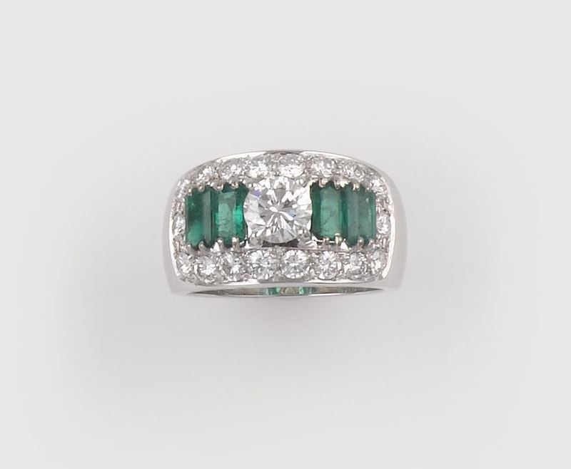 Anello con diamanti e smeraldi  - Asta Jewels - II - Cambi Casa d'Aste