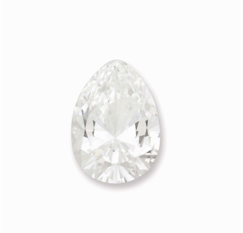 An unmonted pear-cut diamond weighing 1,85 carats. R.A.G. report  - Auction Fine Jewels - I - Cambi Casa d'Aste