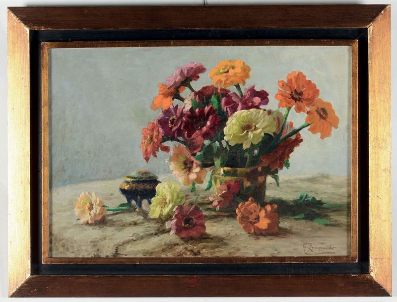 Giovanni Zangrando (1869-1941) Vaso di fiori  - Asta Dipinti del XIX e XX secolo - Cambi Casa d'Aste
