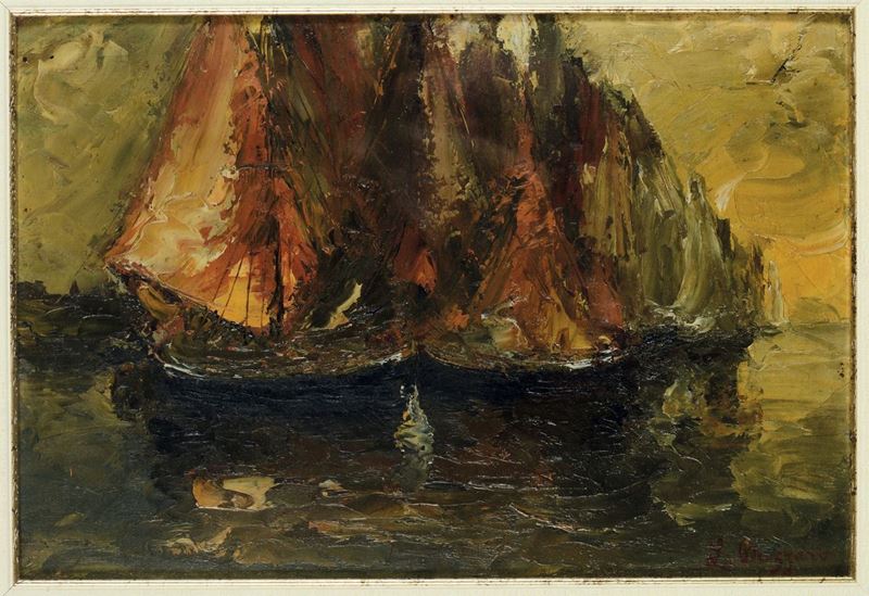 Leonardo Bazzaro (1853-1937), attribuito a Vele  - Auction 19th and 20th Century Paintings - Cambi Casa d'Aste