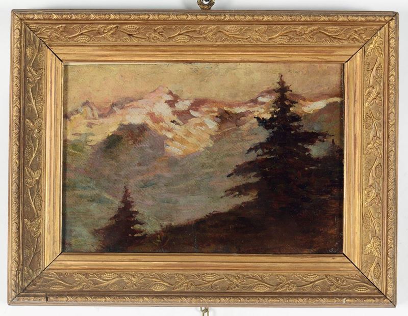Giacinto Bo (1832-1912) Paesaggio montano  - Asta Dipinti del XIX e XX secolo - Cambi Casa d'Aste