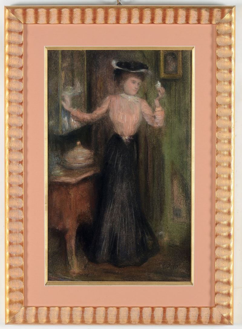 E. Rizzi Figura di donna  - Asta Dipinti del XIX e XX secolo - Cambi Casa d'Aste