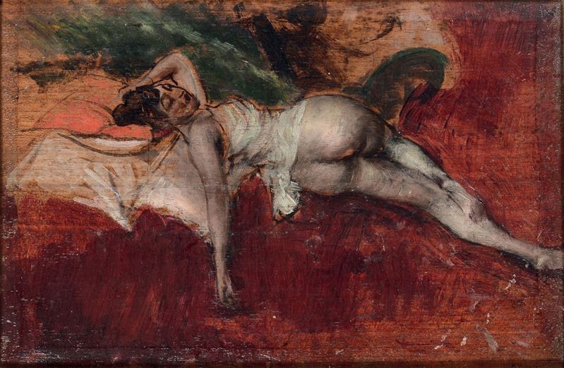Giovanni Boldini (1842-1931) Nudo su fondo rosso, 1880 c.  - Asta Dipinti del XIX e XX secolo - Cambi Casa d'Aste