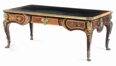 Scrivania Diplomatica Lastronata e Ornata da Applicazioni in Bronzo Dorato, Francia XIX Secolo