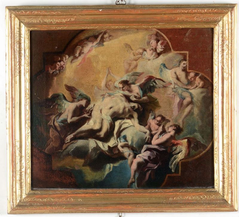 Carlo Innocenzo Carloni (Lombardia 1686 - Como 1775) Compianto celeste  - Asta Dipinti Antichi - Cambi Casa d'Aste