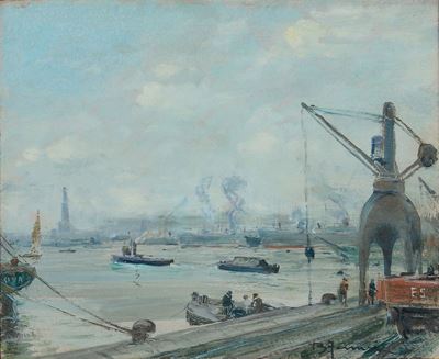 Berto Ferrari (1887-1965)scena di Porto