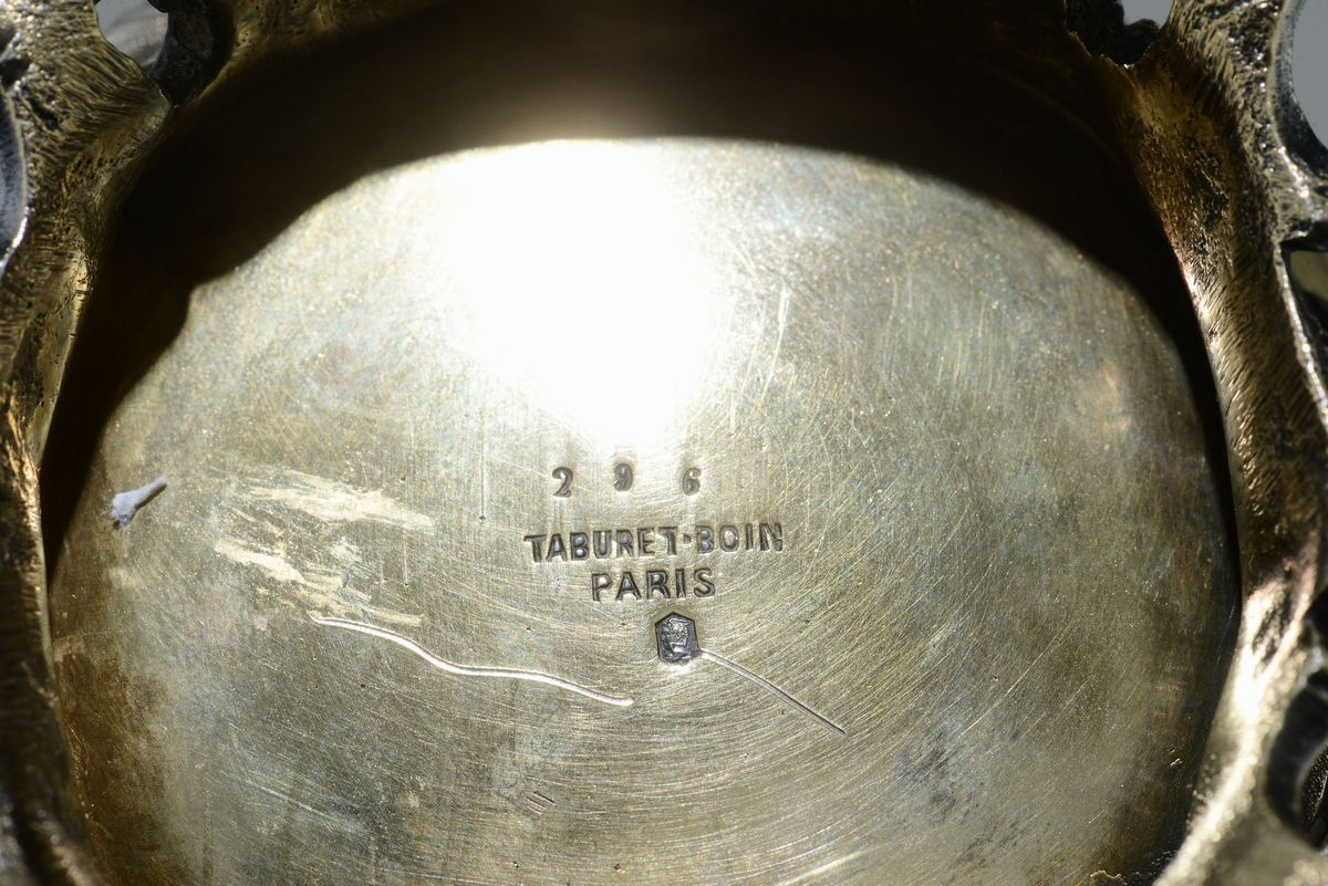 Caffettiera e Lattiera in Argento Primo Titolo Fuso, Sbalzato, Cesellato e Dorato, Parigi Fine de...