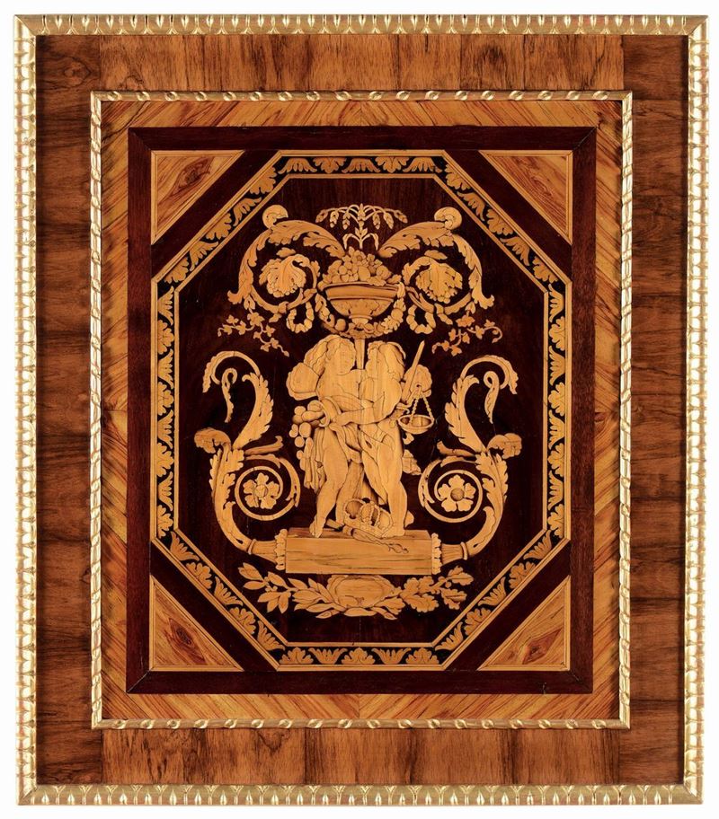 Quadro a tarsia. Bottega di Giuseppe Maggiolini, fine XVIII secolo  - Asta Importanti Oggetti e Arredi - Cambi Casa d'Aste