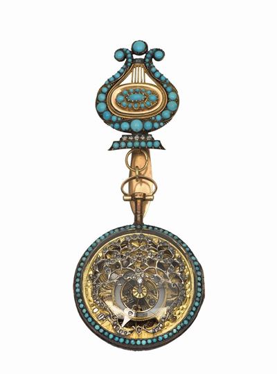 Vauchez, Paris, Orologio da Tasca con Turchesi in Oro. Realizzato Circa nel 1780