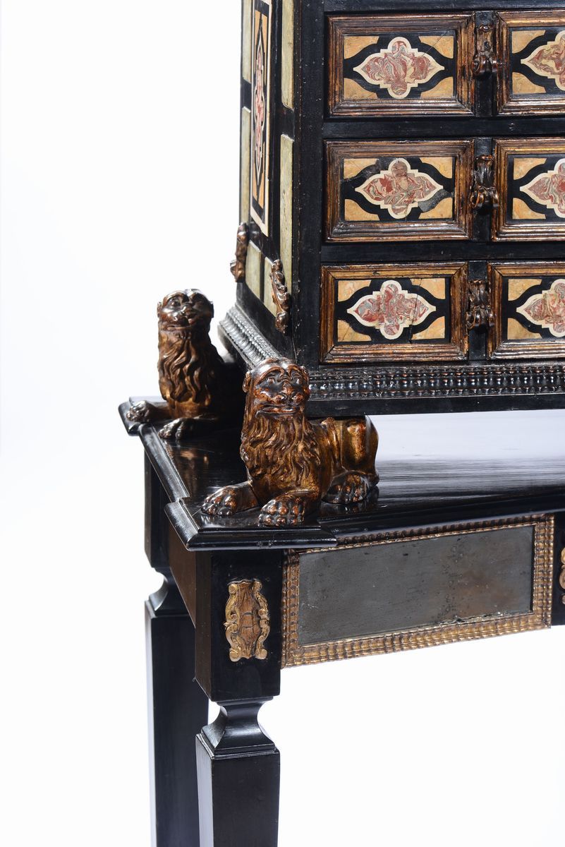 Monetiere in Legno Ebanizzato e Scagliola, Sicilia, Periodo Luigi XIV, Fine XVII Secolo
