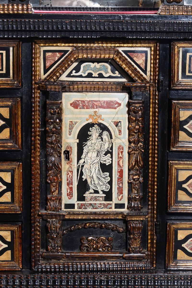 Monetiere in Legno Ebanizzato e Scagliola, Sicilia, Periodo Luigi XIV, Fine XVII Secolo