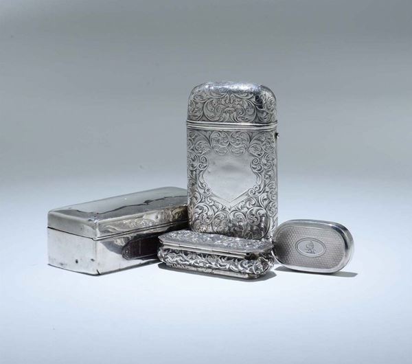 Quattro scatoline in argento, Inghilterra XX secolo