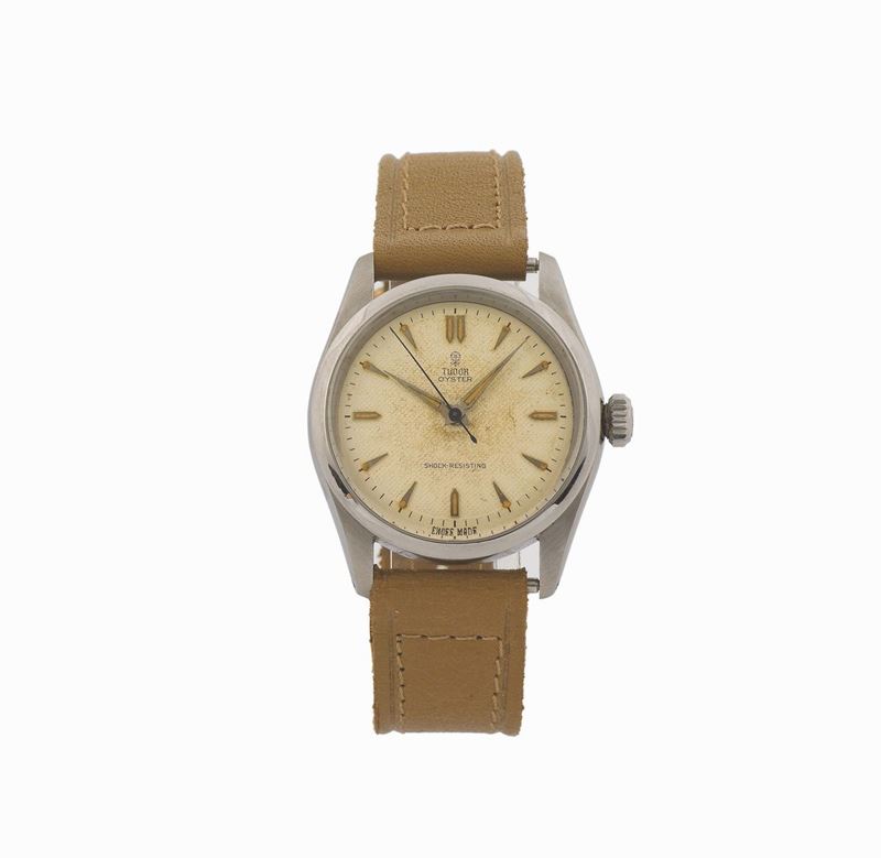 Tudor, Oyster Date, Shock-Resisting, case No. 630253, Ref. 7992, case made by Rolex, center seconds, water-resistant, stainless steel wristwatch with date and a steel Rolex Oyster bracelet.. Made in the 1960's.  - Auction Watches and Pocket Watches - Cambi Casa d'Aste