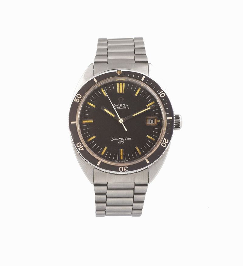 OMEGA, Seamaster, Automatic 120, Ref. 166.027, rare, tonneau-shaped, center seconds, self-winding, stainless steel wristwatch with date and a stainless steel Omega bracelet with deployant clasp. Made in the 1970's.  - Auction Watches and Pocket Watches - Cambi Casa d'Aste