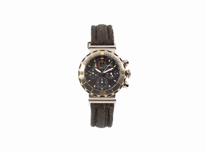 EBERHARD&Co., Frecce Tricolore, orologio da polso, al quarzo, in acciaio, cronografo con fibbia originale in acciaio. Realizzato nel 1990 circa  - Asta Orologi da Polso e da Tasca - Cambi Casa d'Aste