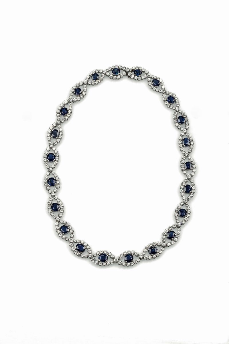 A sapphire and diamond necklace. CISGEM report  - Auction Fine Jewels - I - Cambi Casa d'Aste