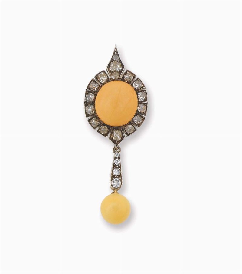 A silver, diamond and melo pearl pendant  - Auction Fine Jewels - I - Cambi Casa d'Aste