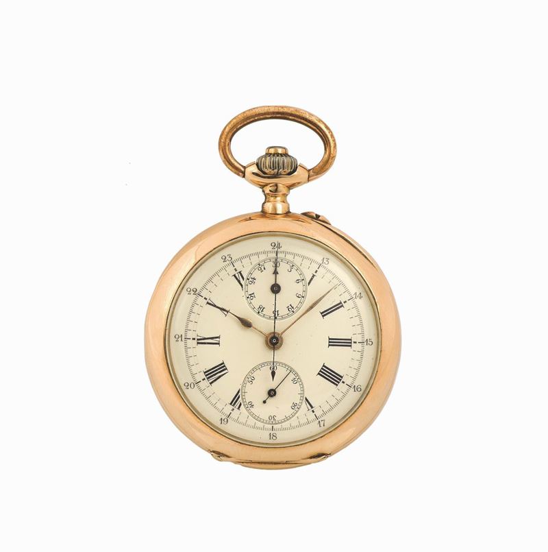 M.GUGENHEIM BIENNE, case No. 109194, 18K pink gold pocket watch with cronograph. Made in 1899.  - Auction Watches and Pocket Watches - Cambi Casa d'Aste