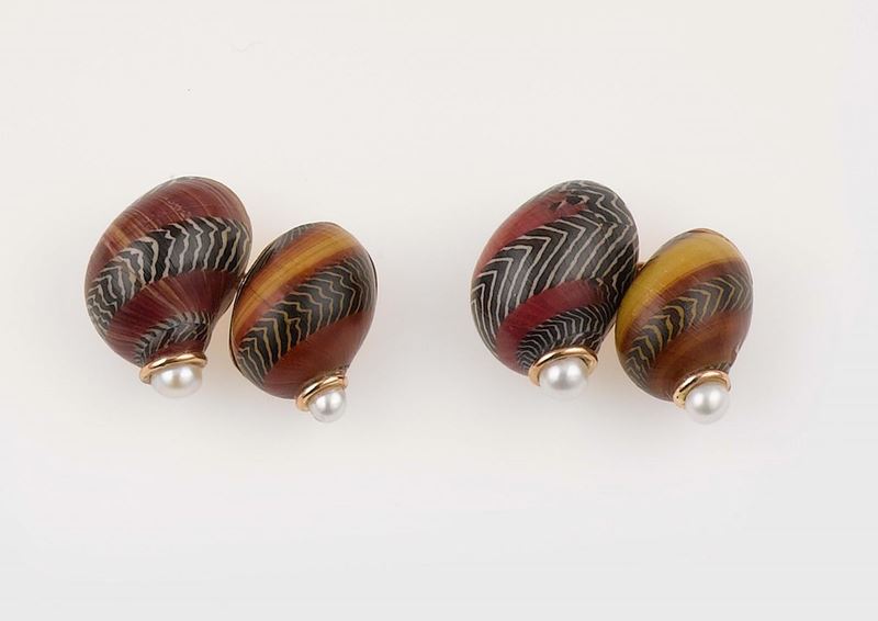 A pair of enamel and pearl cufflinks  - Auction Jewels - II - Cambi Casa d'Aste