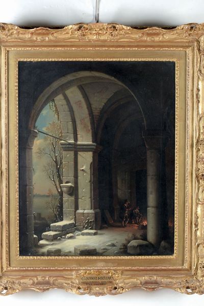 Giovanni Migliara (1785-1837), Attribuito Aportici di Lodi