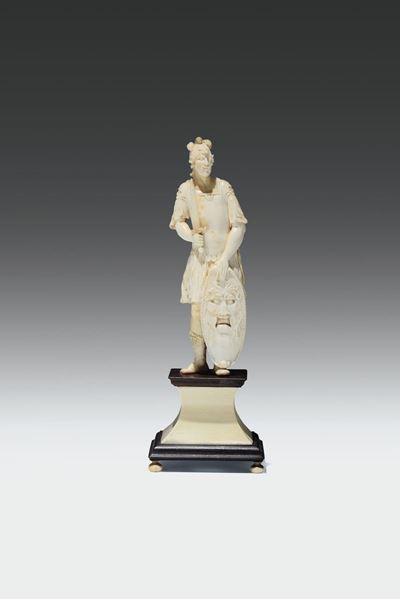 Scultura in Avorio Raffigurante Marte o Perseo, Germania o Francia (dieppe) XVIII Secolo
