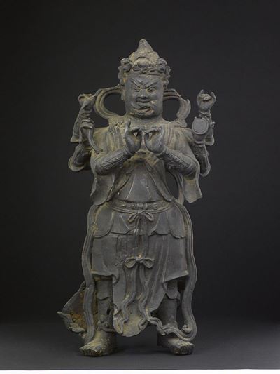Figura di Dvarapala a Sei Braccia in Bronzo, Cina, Dinastia Ming, XVII Secolo