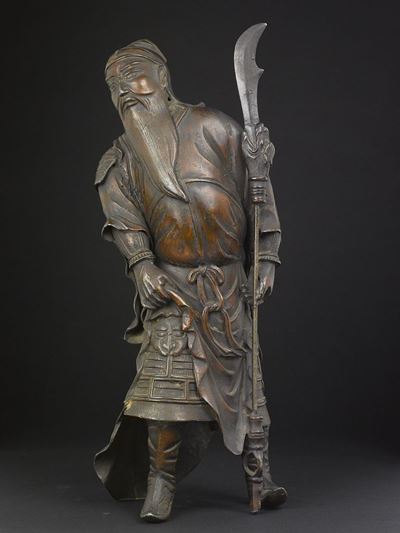 Figura di Guerriero in Bronzo con Lancia, Giappone, XX Secolo
